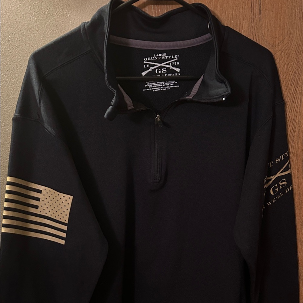 Grunt Style Black Pullover with Gold Flag Design
